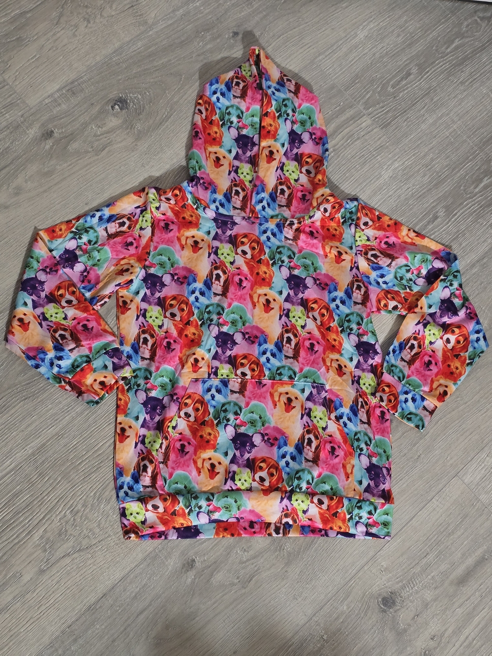 Kids Multicolor Puppy Print Hooded Sweatshirt